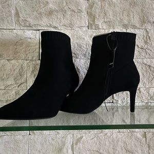Stretch stiletto bootie.